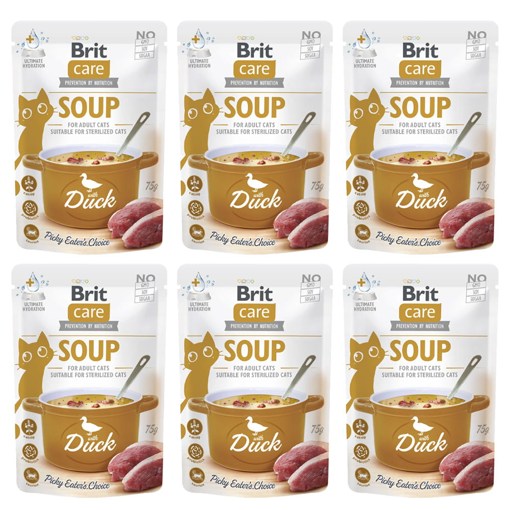 Brit Care Cat Soup With Duck Bezzbożowa Zupka dla kota Kaczka 6x75g